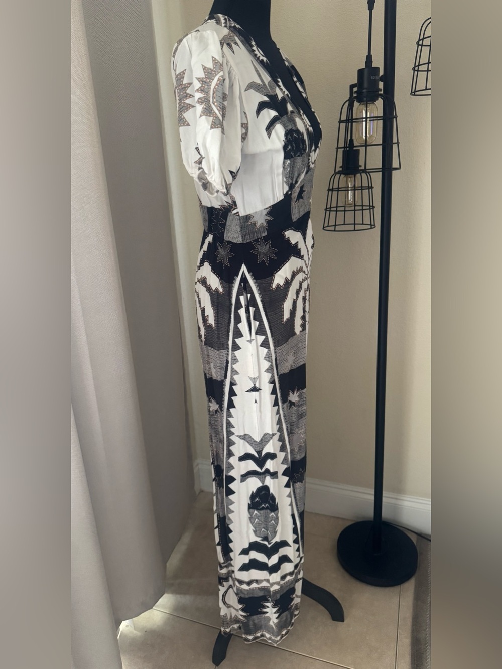 Farm Rio Anthropologie Printed Wide Leg Jumpsuit XS Boho Resort Palazzo - Picture 8 of 11